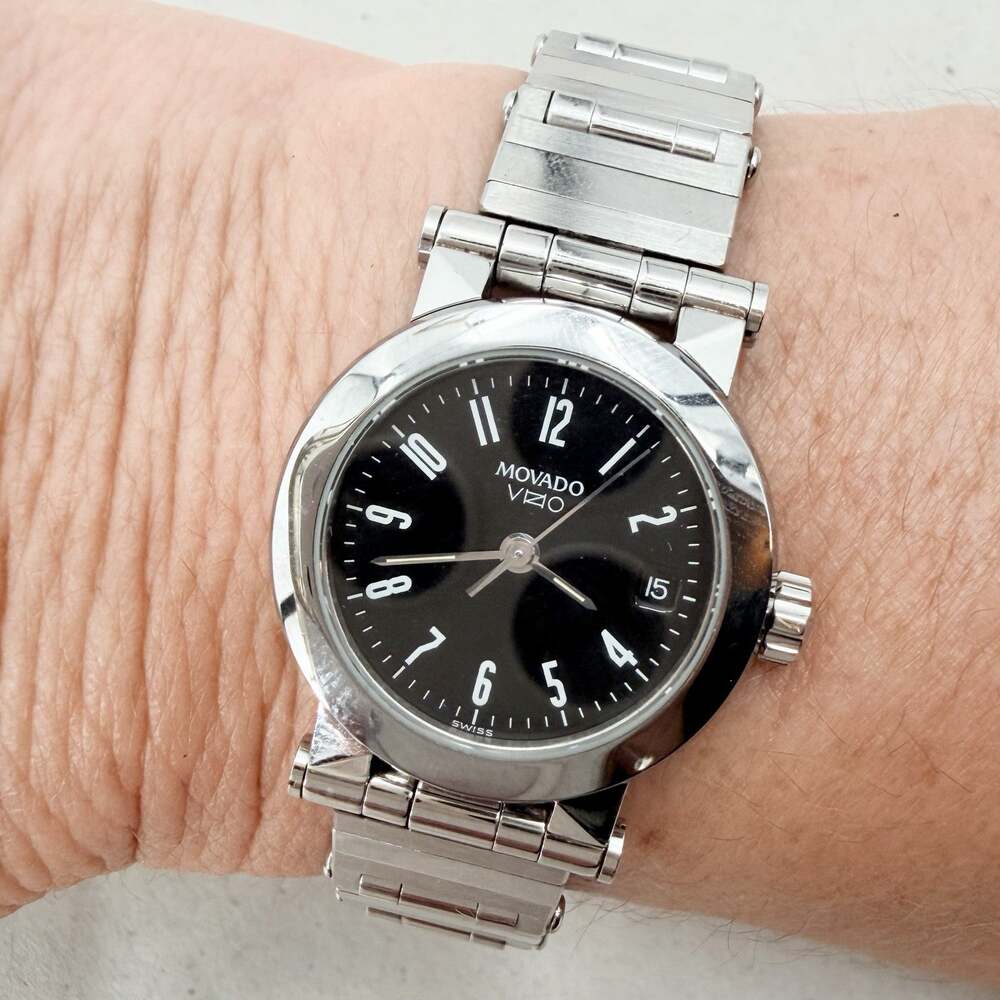 MOVADO VIZIO Ladies 83.36.828 Black Dial With Date Watch Quartz 24mm